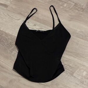 Black Camisole Top with Mesh Lining